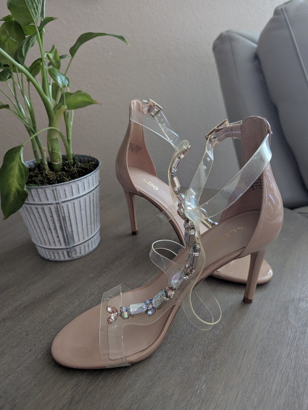 Aldo Patent Nude Beige Stiletto Heel Pump